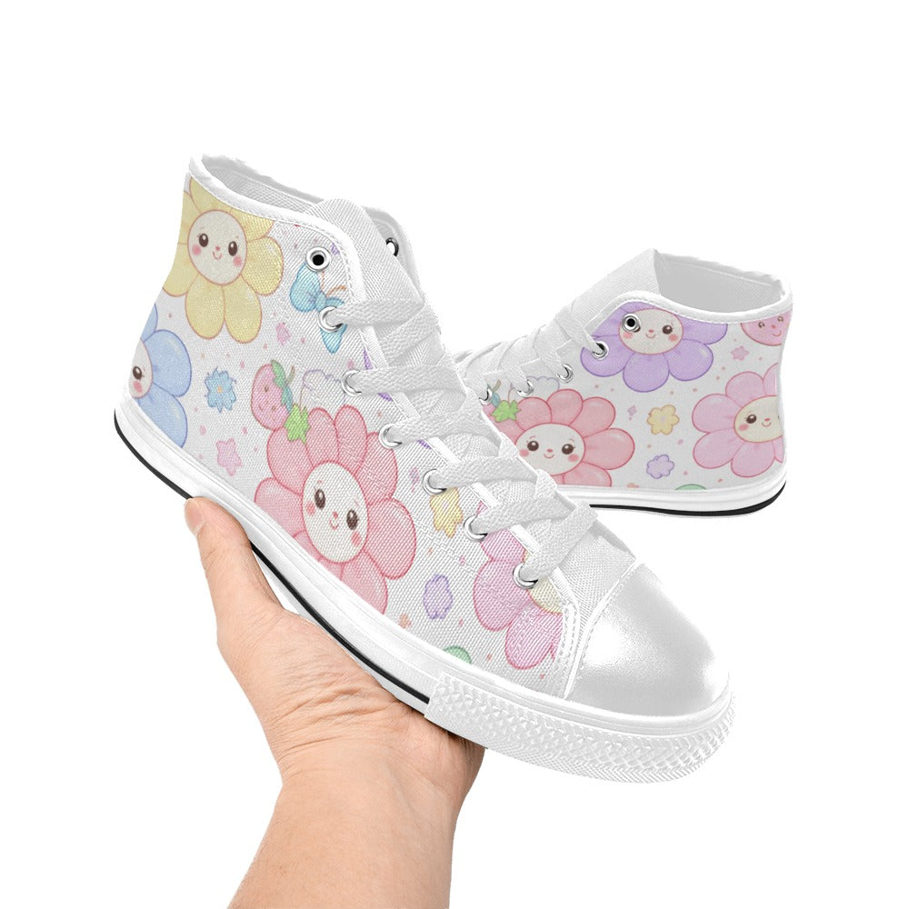 Pastel Harajuku Floral Pattern Aquila High Top Canvas Women's Shoes