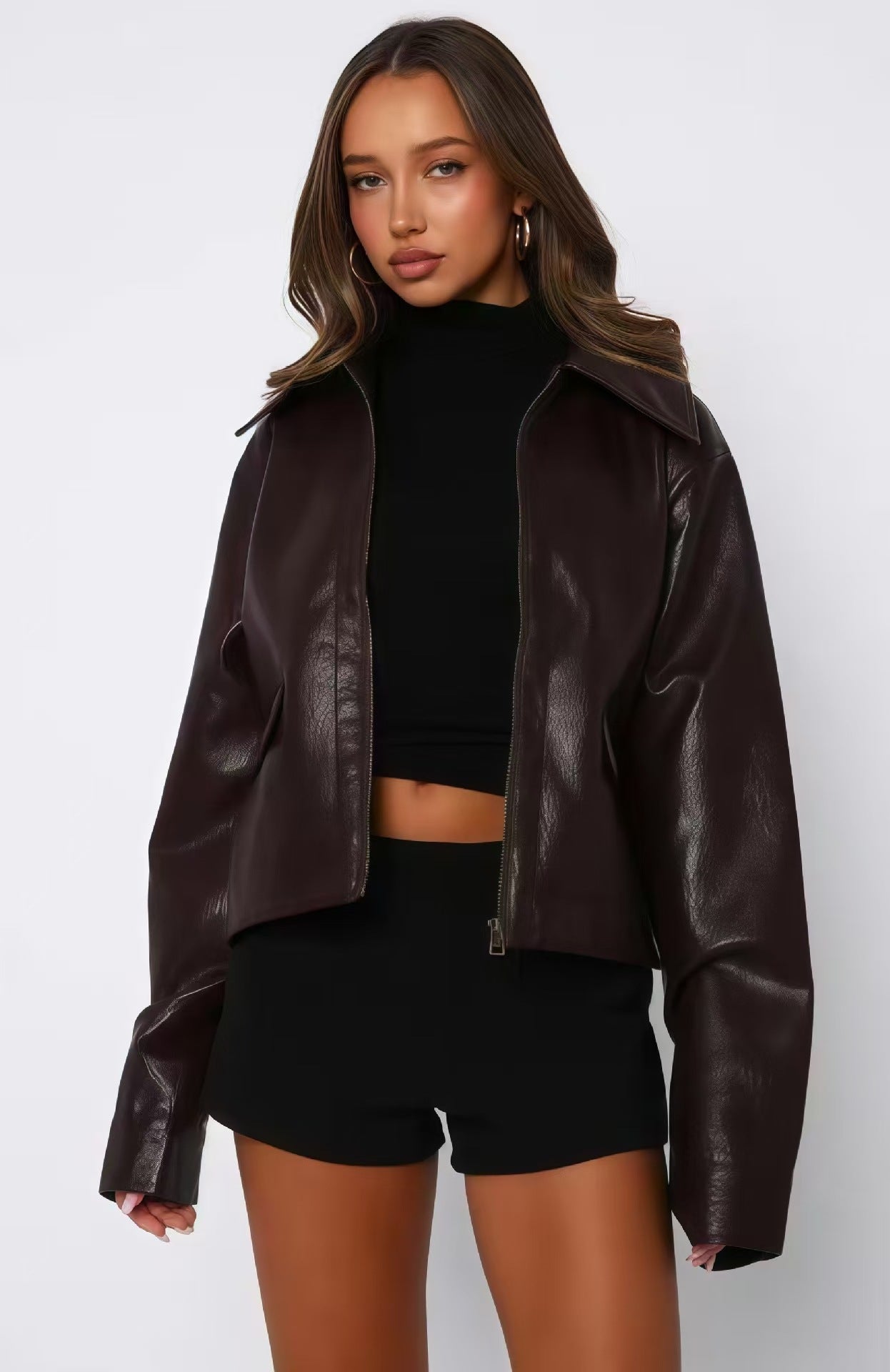 Versatile  Leather Short Motorcycle Jacket
