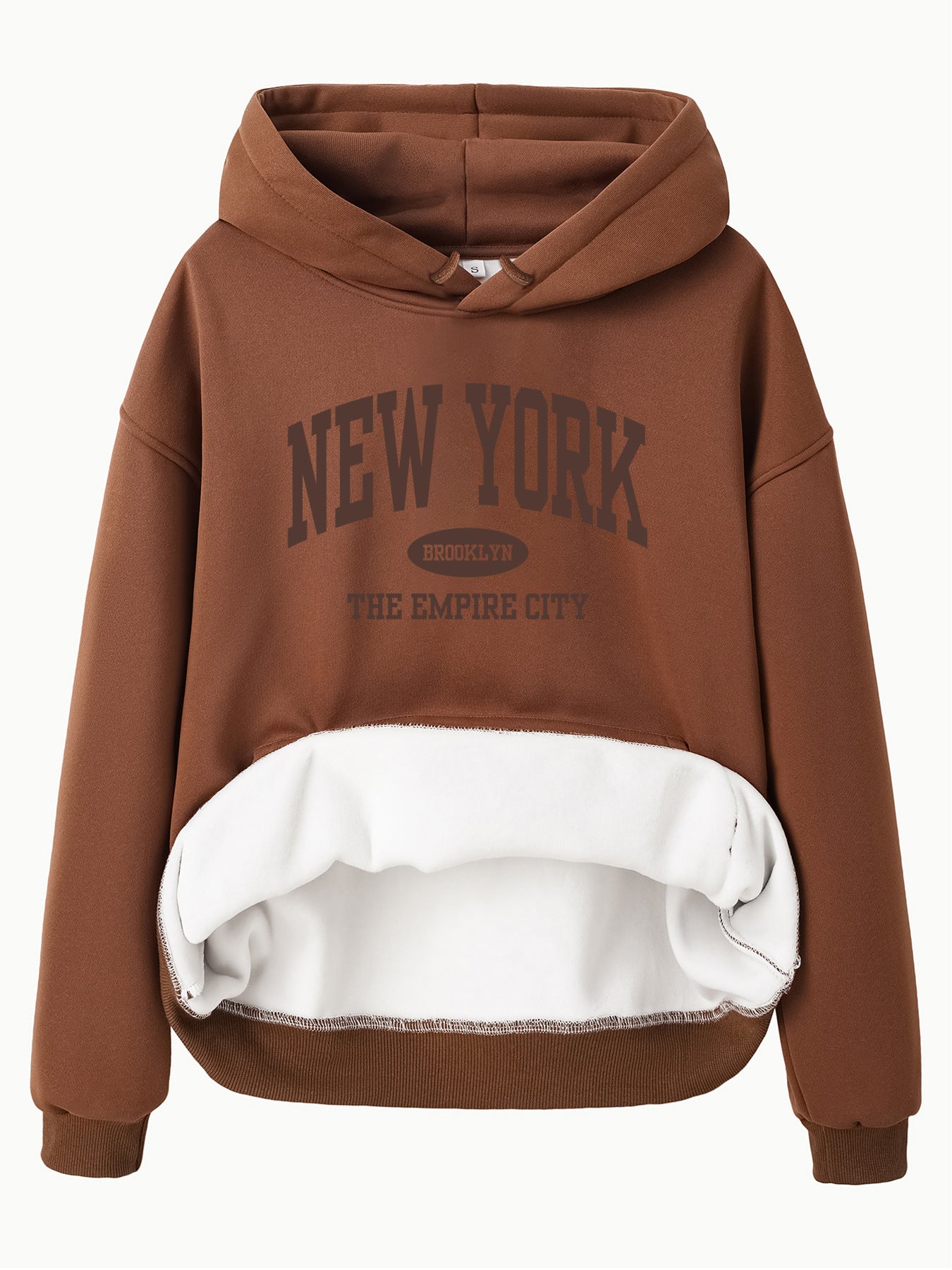 Velvet Hoodie with NEW YORK BROOKLYN Print