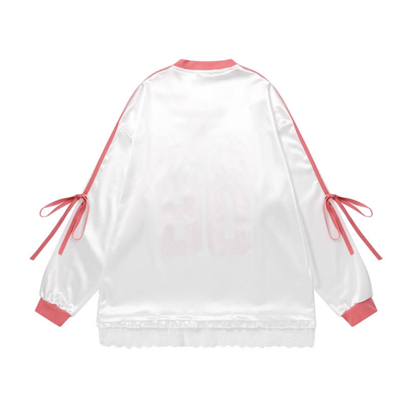 V-Neck Long Sleeve T-Shirt Women Loose Sports Style Sweater Top