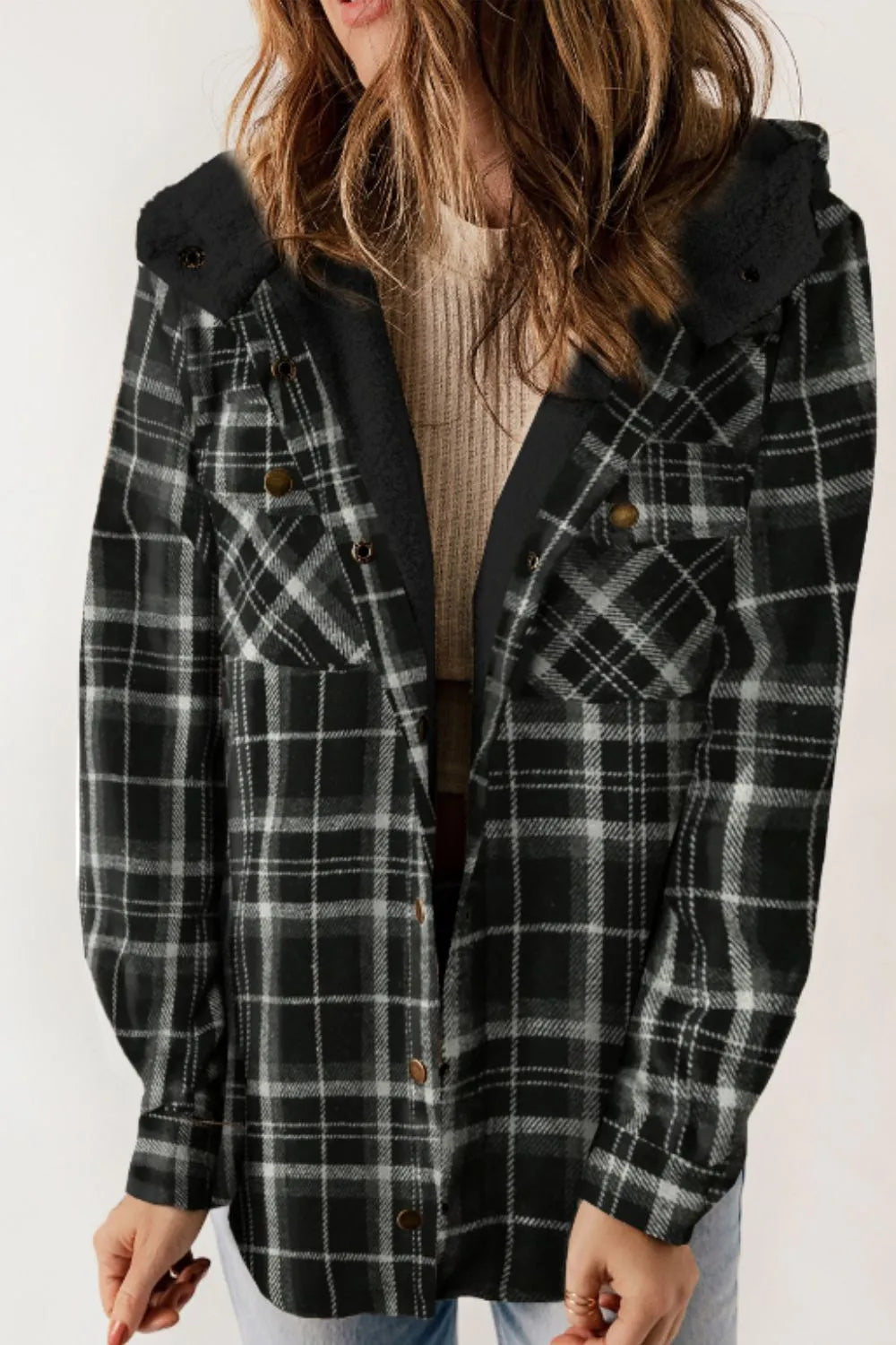 Plaid Button Up Hooded Jacket – Harajuku Style