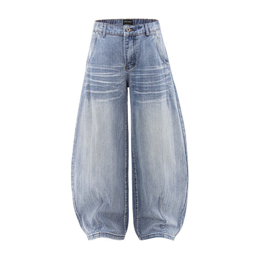 Harajuku Style Washed Wide Leg Tapered Jeans
