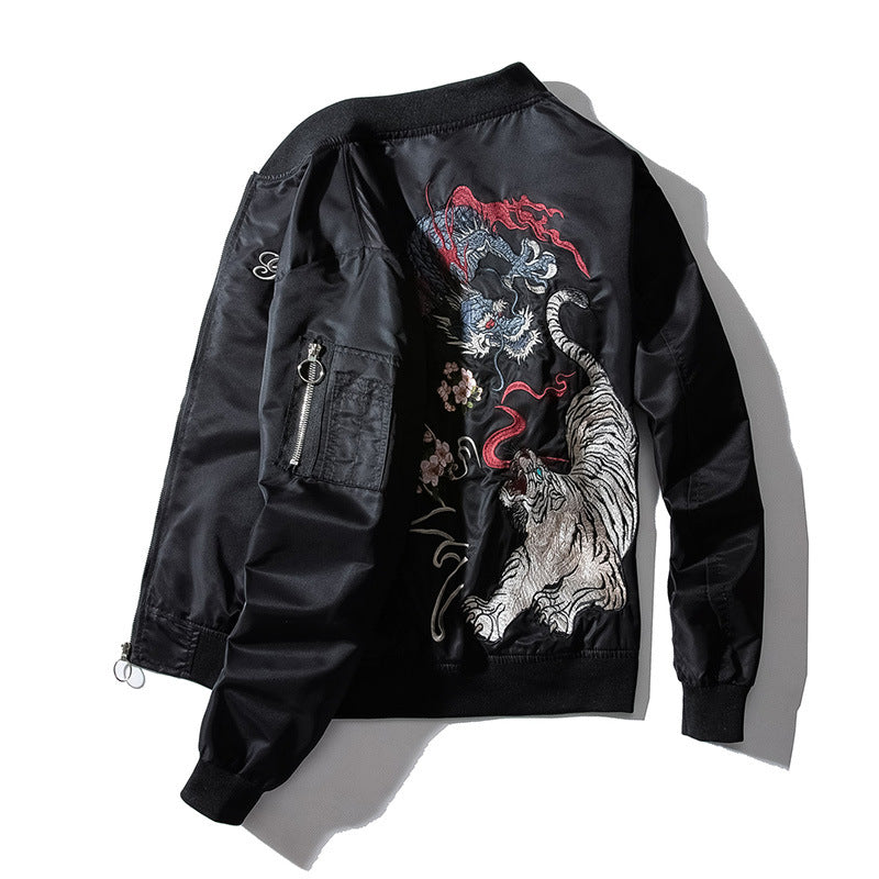 Harajuku Style Dragon Tiger Embroidery MA-1 Flight Jacket