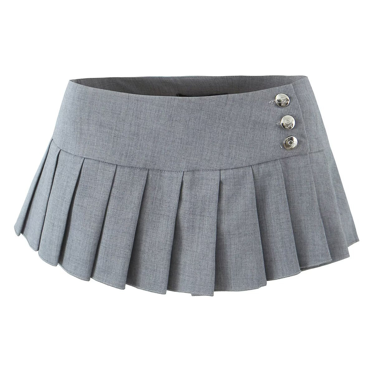 Button Embellished A-Line Pleated Skirt
