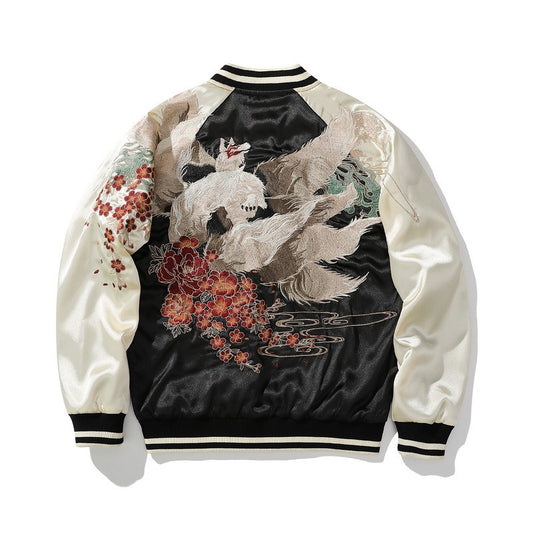 Nine-Tailed Fox Embroidered Cotton Coat - Harajuku Style