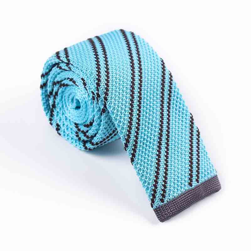 Twill Knitted Tie - Men's Stripe Contrast Tie
