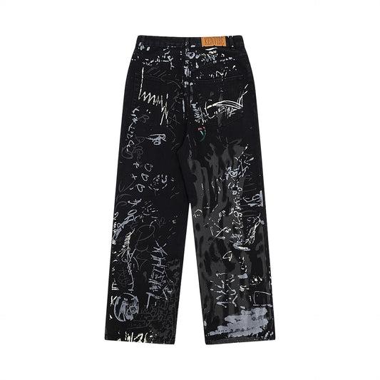 Harajuku Style Wide Leg Denim Jeans for Women