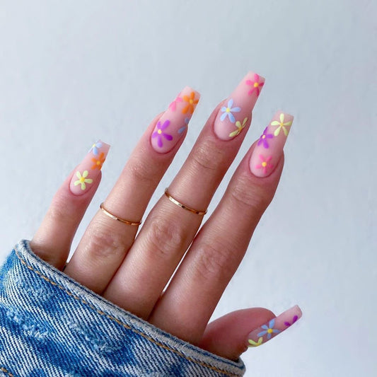 Pastoral Rainbow Sunflower Nail Enhancement Patch