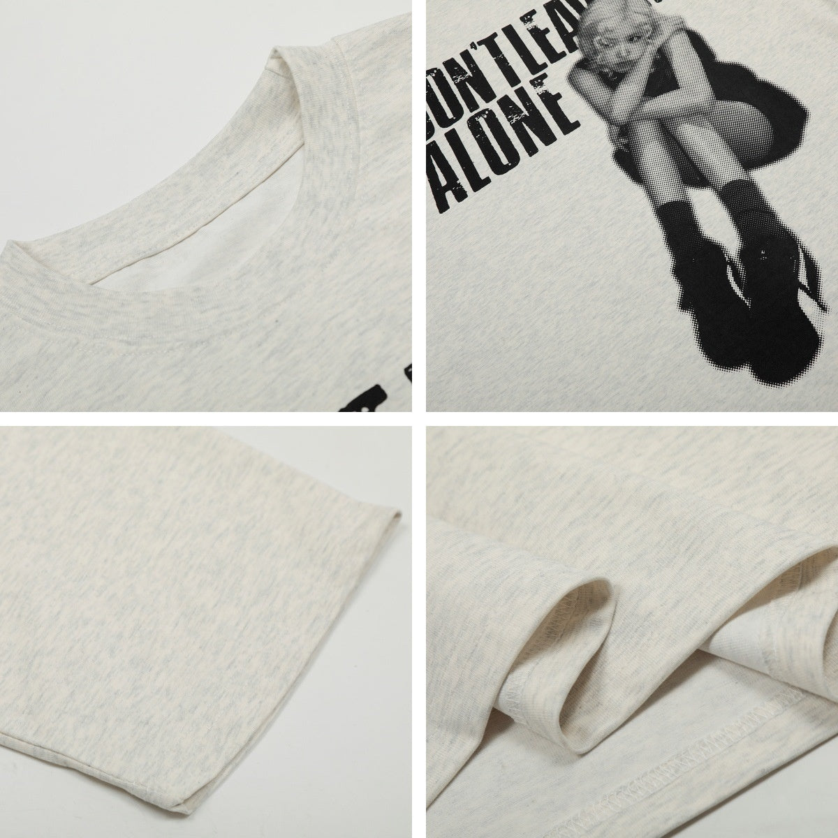 Harajuku Human Figure Letter Print Crew Neck T-Shirt for Men
