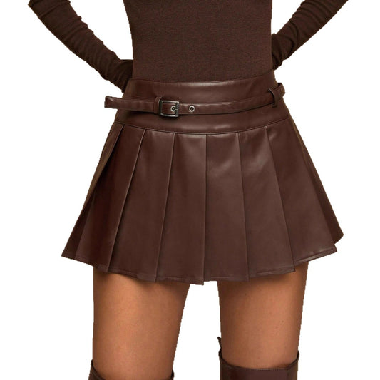 High Waisted PU Leather Skirt - Versatile Spicy Girl Half Skirt