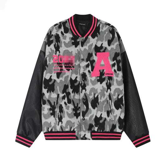 Harajuku Style Women Bomber Jacket - Embroidered Camouflage