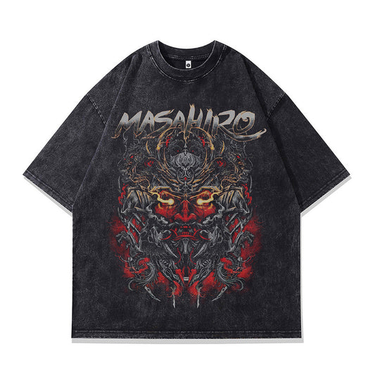 Vintage Japanese Ukiyo-e Print Cotton Tee for Men