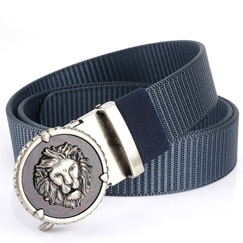 Playful Tank Patterned Nylon Waist Belt with Alloy Automatic Buckle