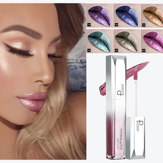 Metallic Glitter Shine Full Color Lipstick - 18 Shades