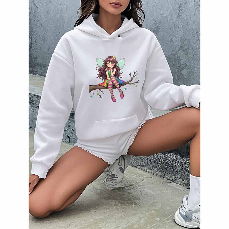 Cartoon Fairy Hooded Sweatshirt - Playful Harajuku Style