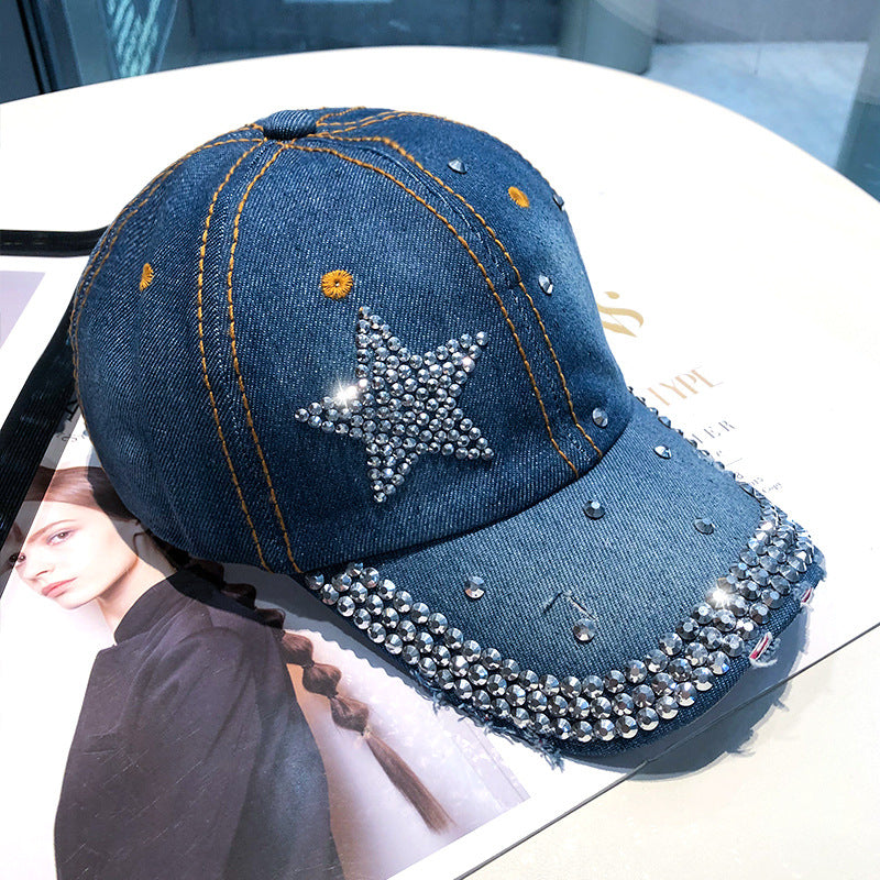 Harajuku Style Cowboy Baseball Hat with Rhinestones