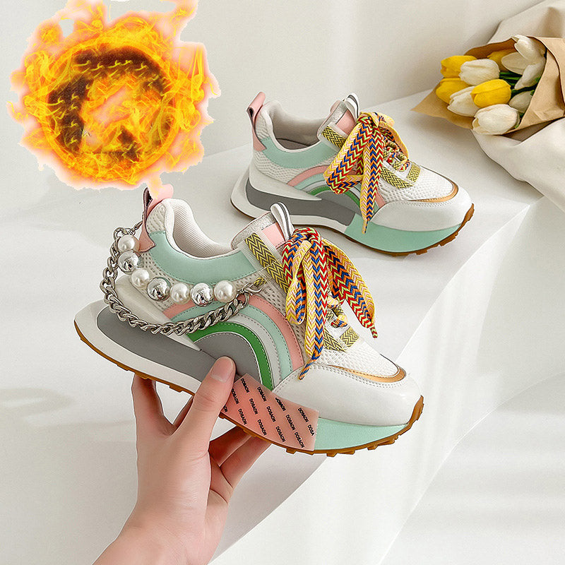 Harajuku Style Genuine Leather Thick Sole Casual Shoes