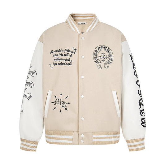 Stitch Design Baseball Jacket, Unisex High Street Loose Fit Coat