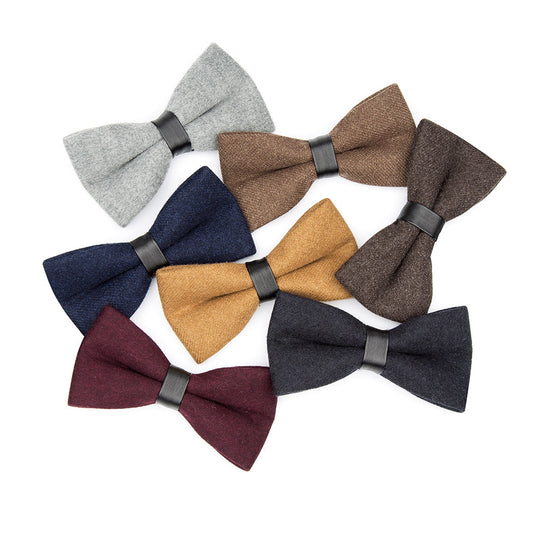Men's Bow Knot Solid Color Wool Bow Tie