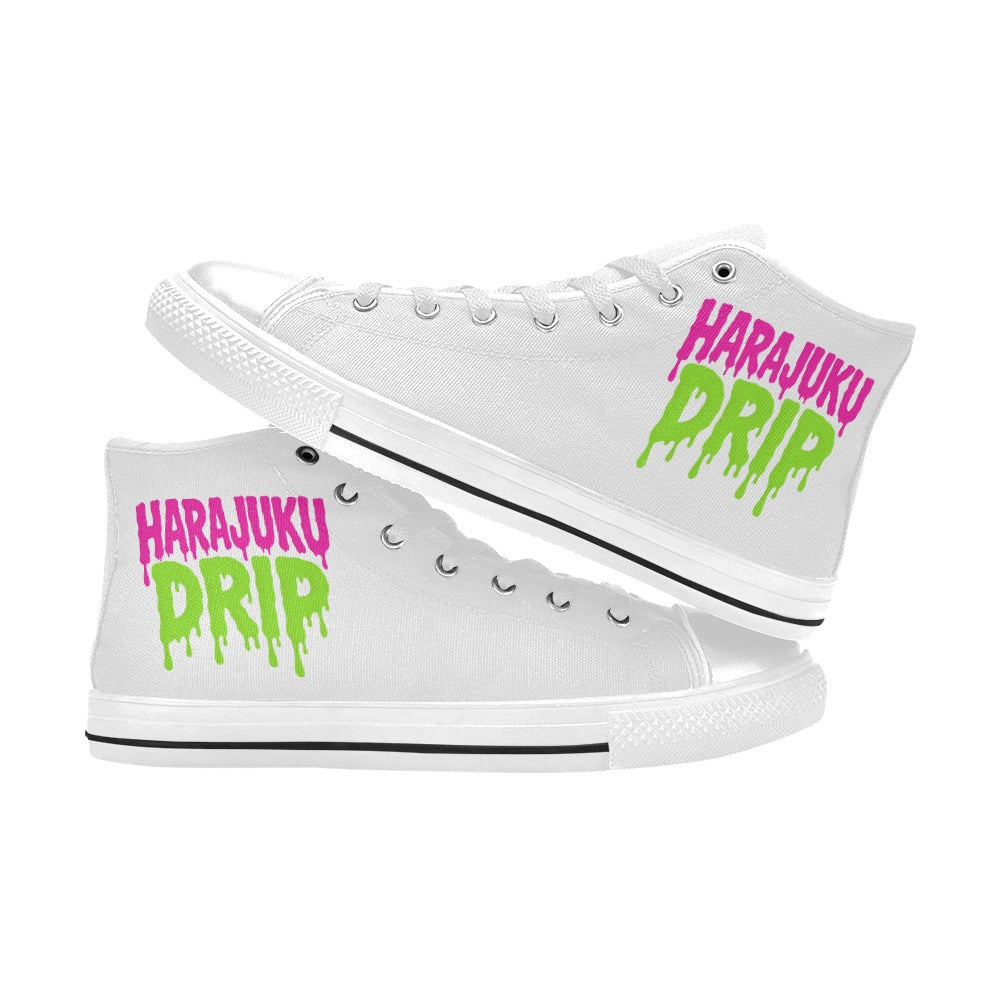 Harajuku Drip Neon Logo High Top Canvas Women's Shoes