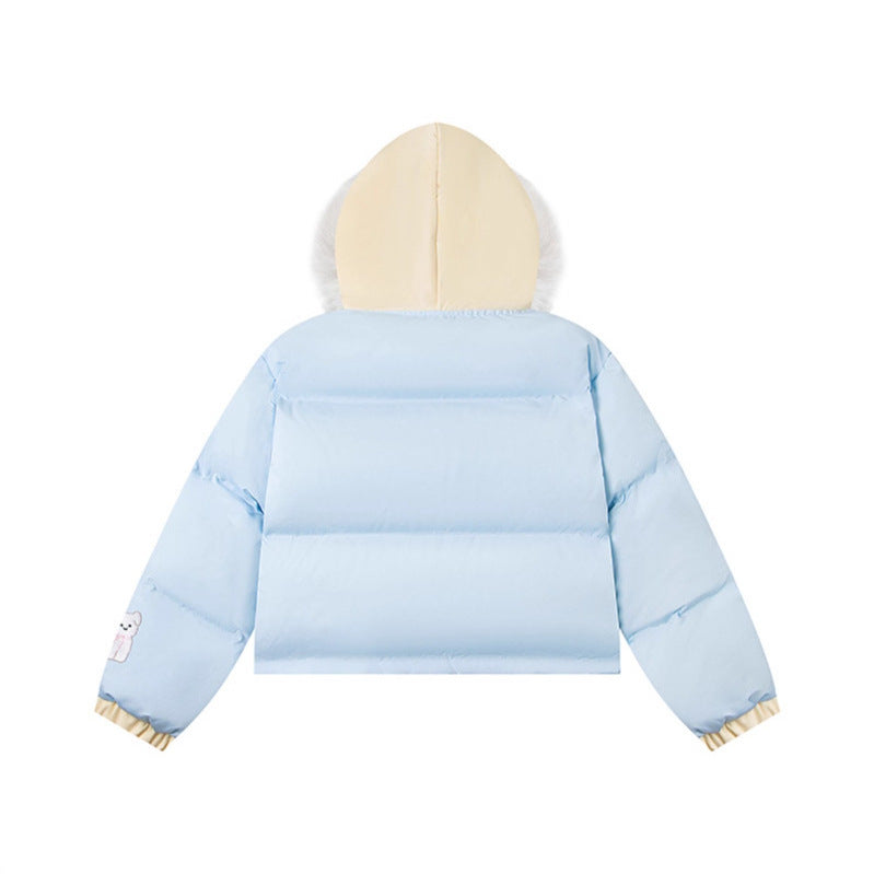 Cartoon Dog Cotton Coat for Women Dopeamine Colorful Puffer Jacket