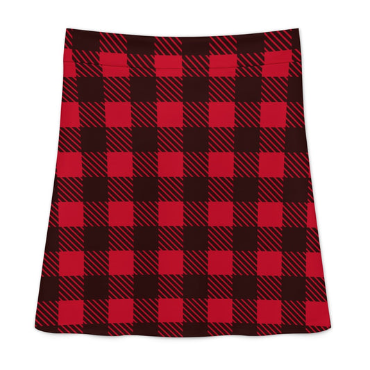 Red Black Checkerboard Lumberjack Zipper Skirt