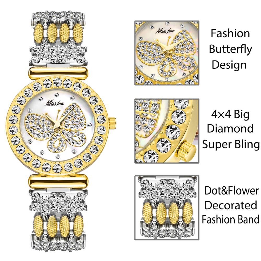 Luxury 18K Gold Butterfly Women Watch with Diamonds