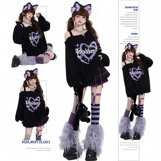 Off Shoulder Loose Knit Sweater