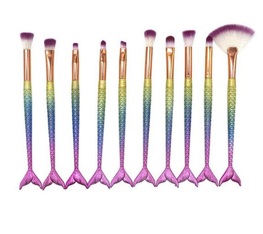 10PCS Big Mermaid Makeup Brushes Set - Harajuku Style