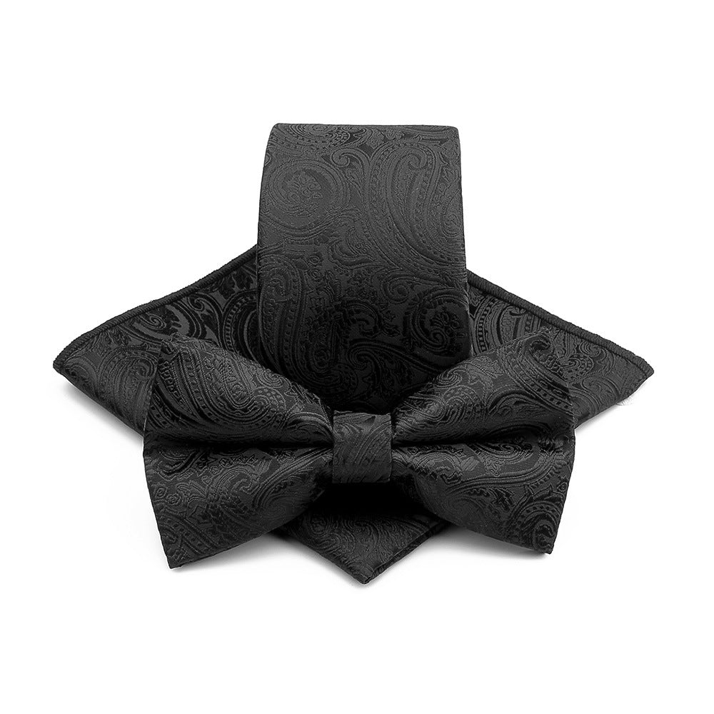 Polyester Tie Men's Jacquard Cashew Flower Floral Bow Tie Set