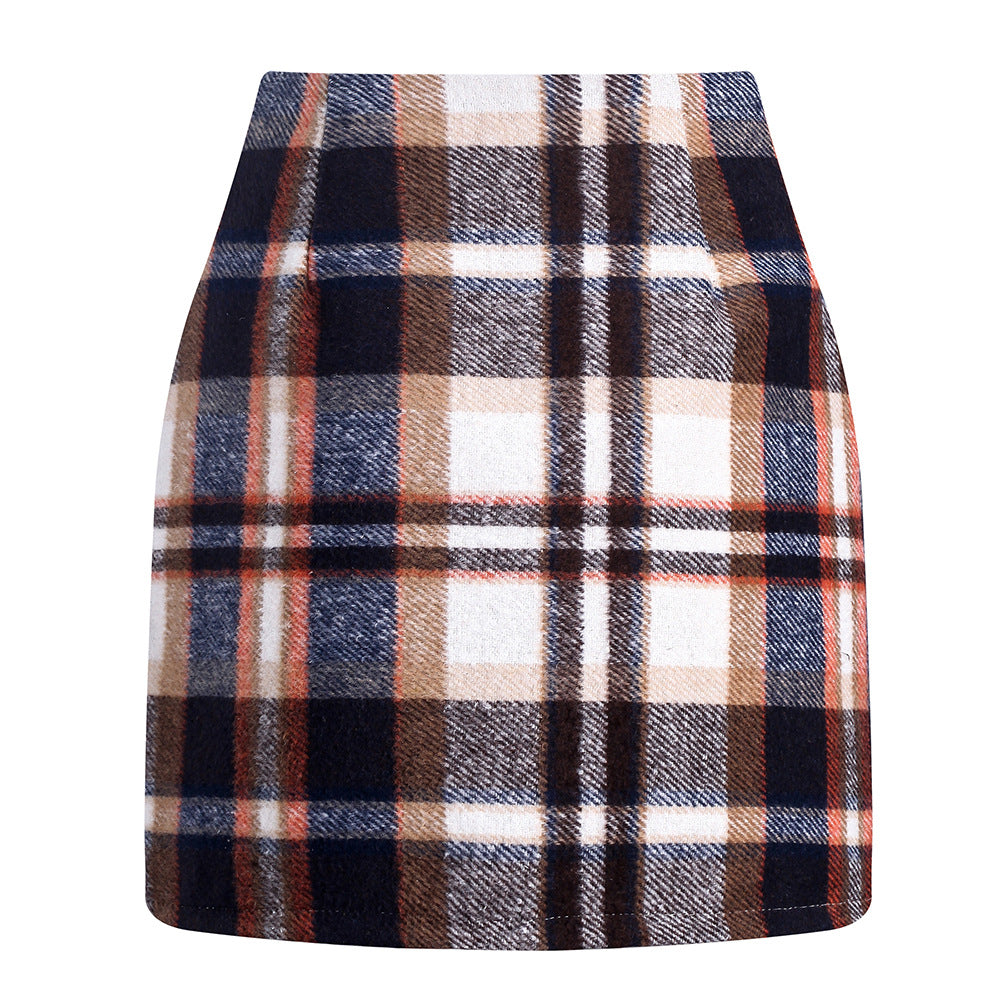 Women's High Waisted Plaid Pencil Skirt - Harajuku Style