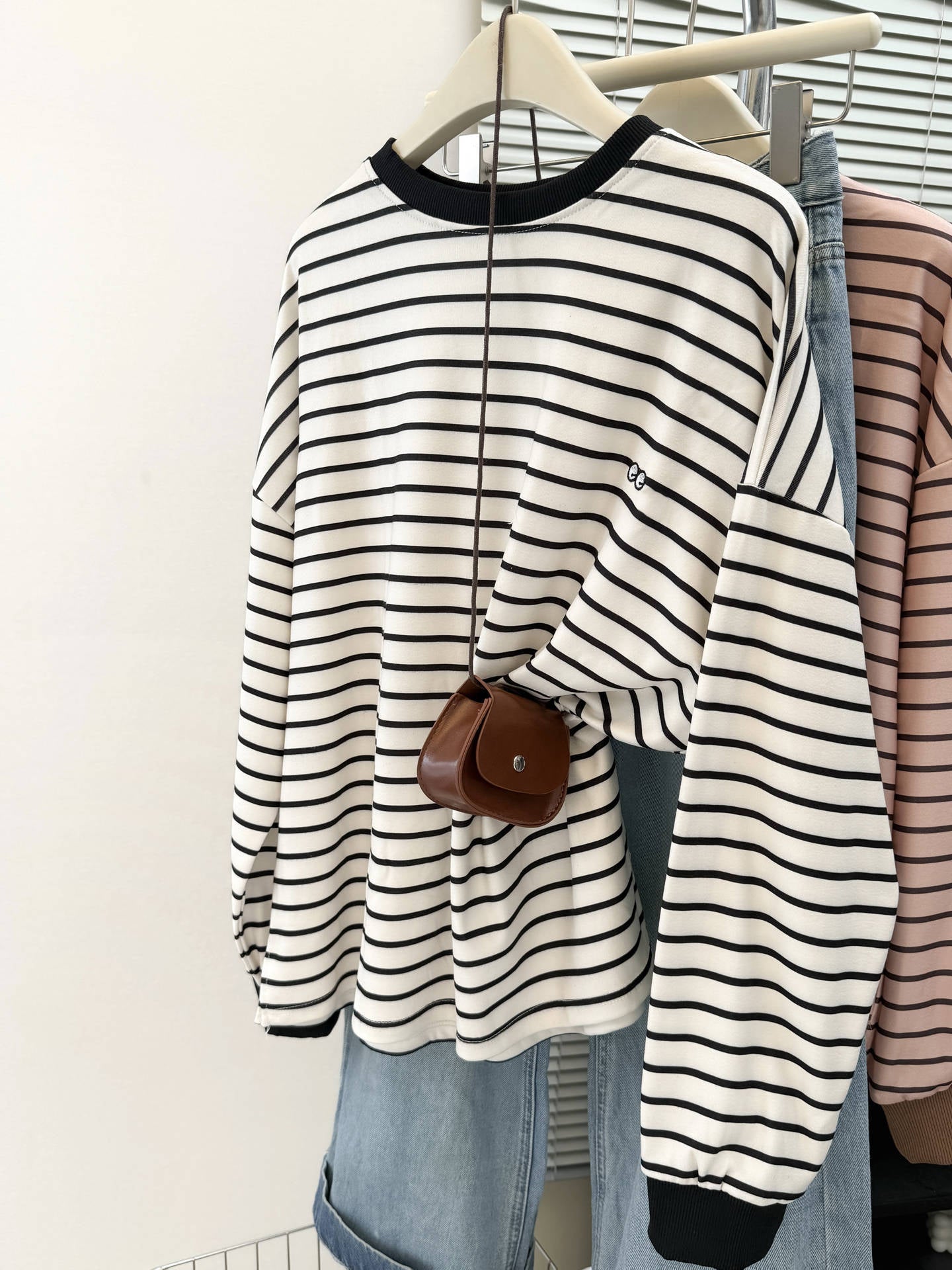 Chic Casual Striped Long Sleeve Warm Loose Fit Top for Women