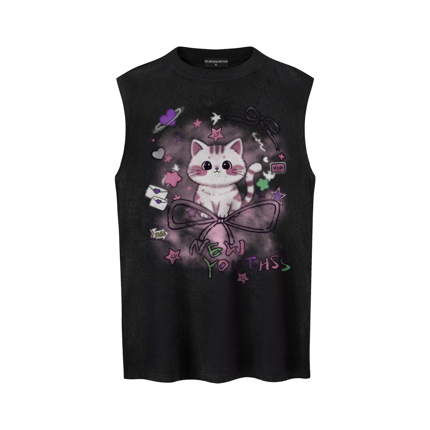 Sweet Cool Cat Printed Tank Top — Harajuku Street Fashion Cotton Tank