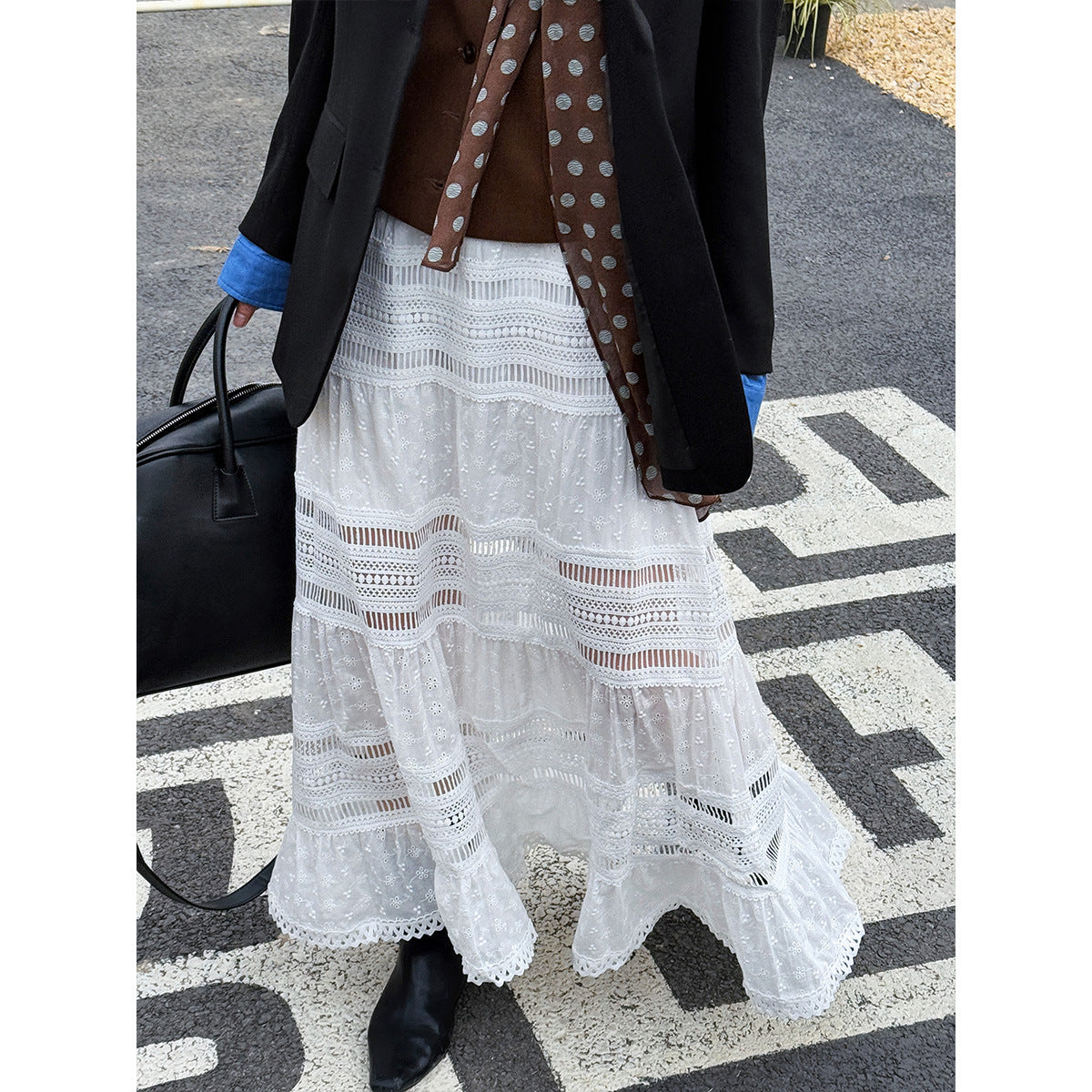 White Lace A-Line Skirt for Women - Harajuku Style