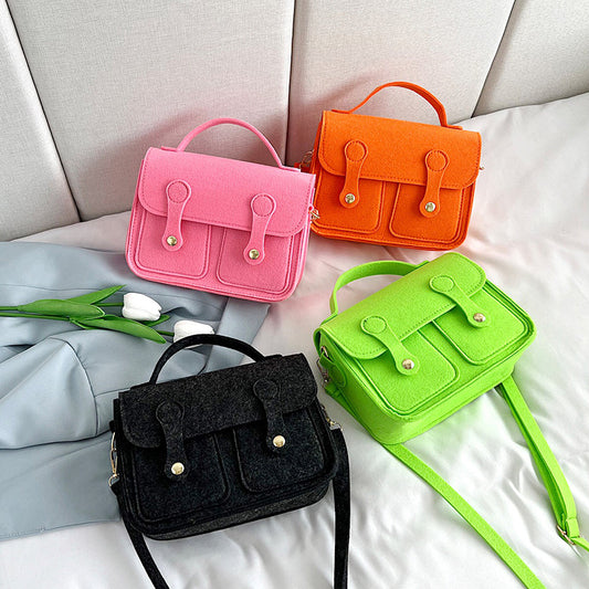 Retro Contrast Color Handbag - Harajuku Style
