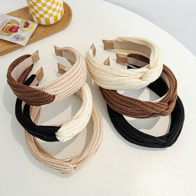 New Wool Knitting Wide Version Cross High Skull Top Face Headband R553