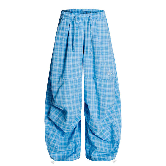 Plaid Wide-Leg Casual Trousers for Men - Harajuku Style