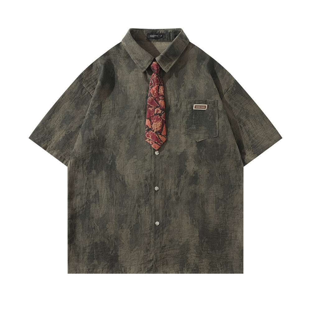 Tie Dye Camouflage Short-Sleeved Shirt — Harajuku Street Trend