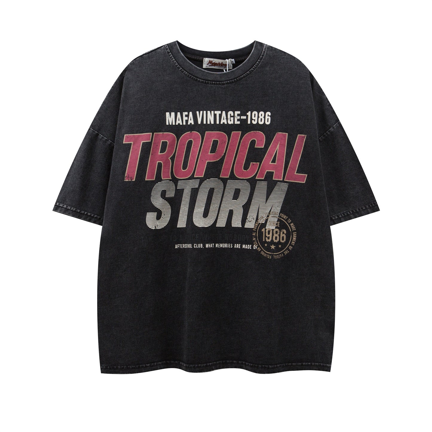 Retro Letter Print Loose Fit T-Shirt for Men