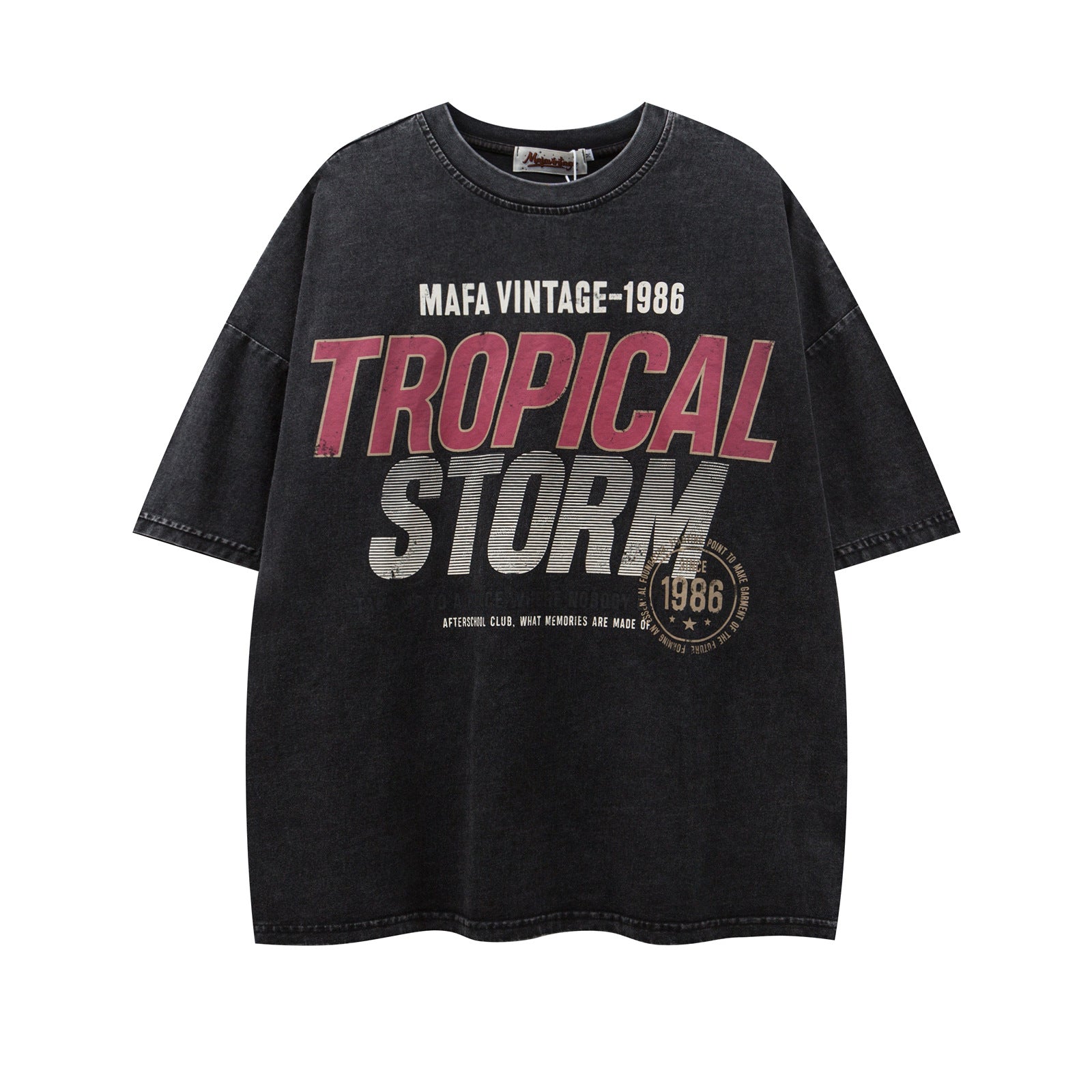 Retro Letter Print Loose Fit T-Shirt for Men
