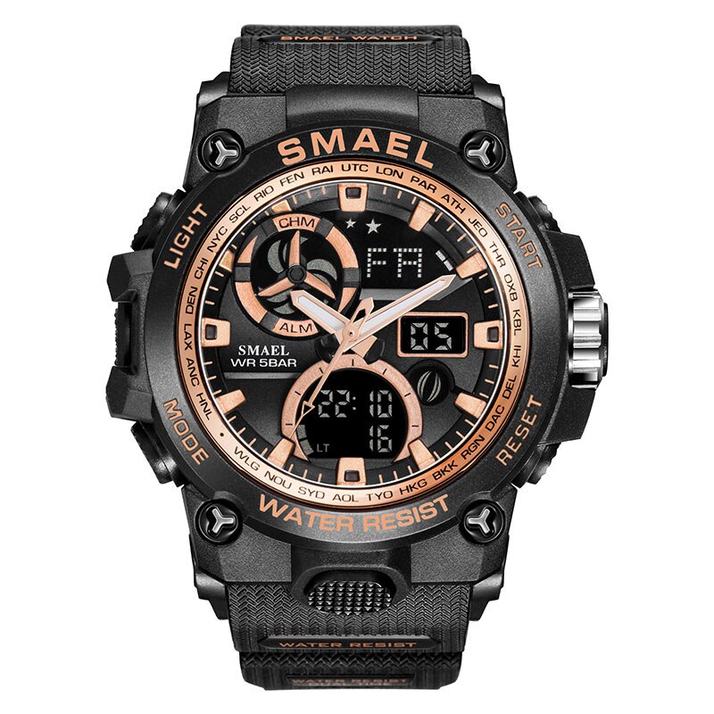 Men's 50M Waterproof Sport Watch - Dual Time Military Style