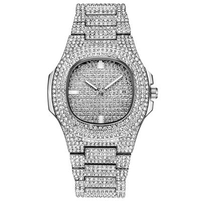 Luxury Diamond Men's Quartz Watch - Gold Stainless Steel