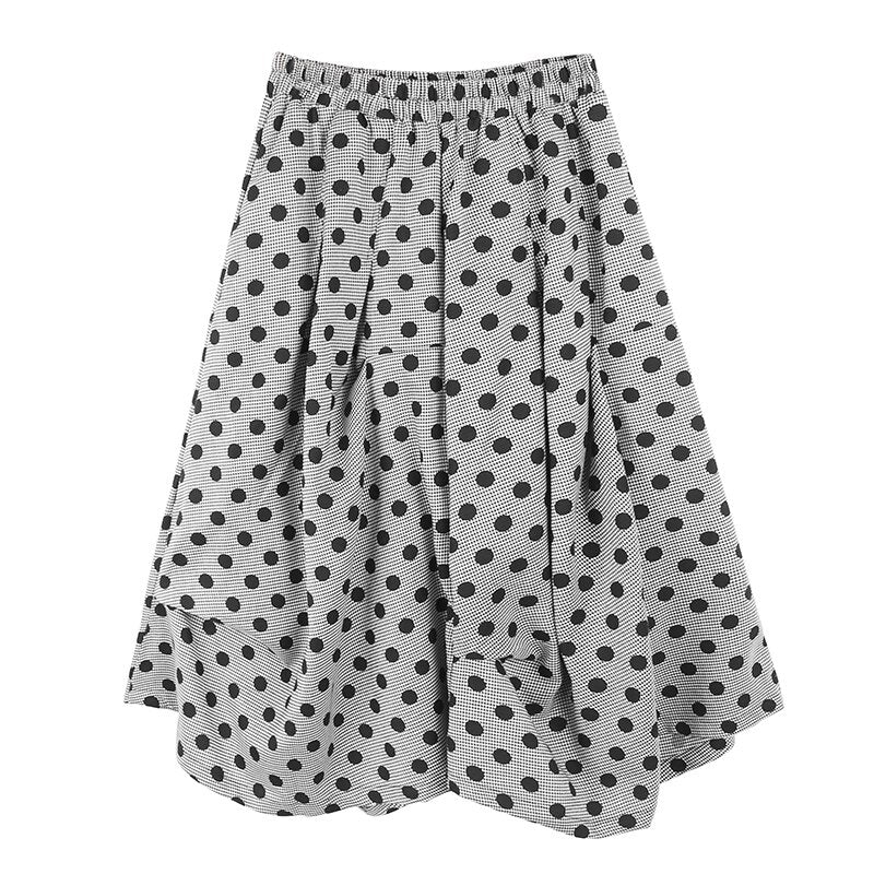 Ladies Irregular Pleated Dark Skirt New Loose Fashion Mid Length Skirt