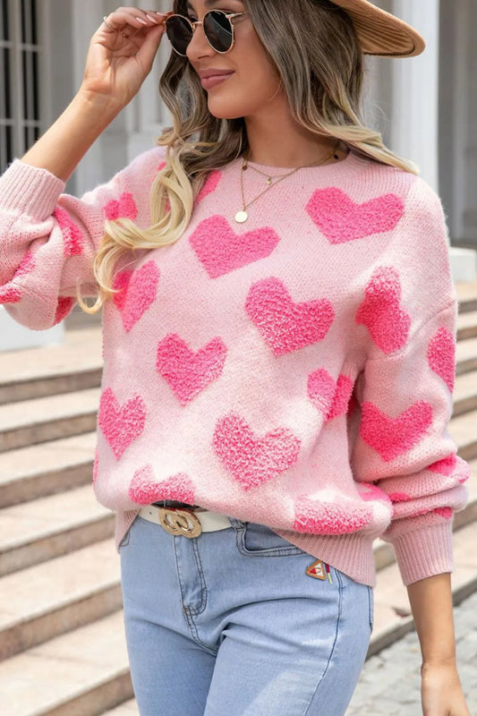 Valentine's Day Heart Jacquard Sweater