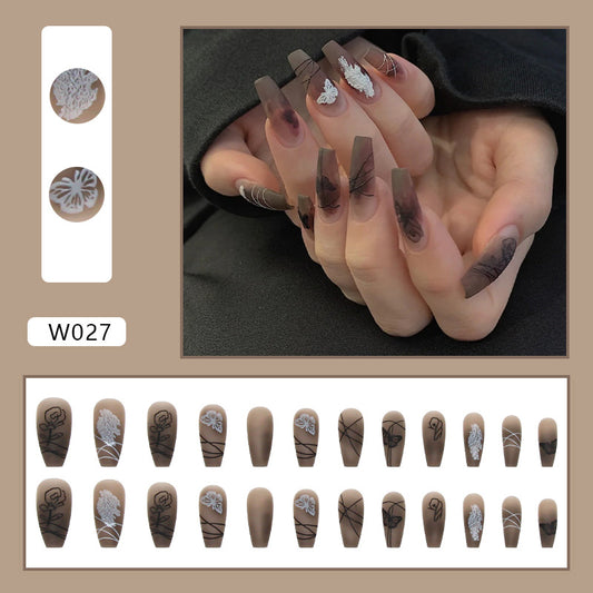Dark Butterfly Long Ballet Nail Pieces - Personalized Manicure