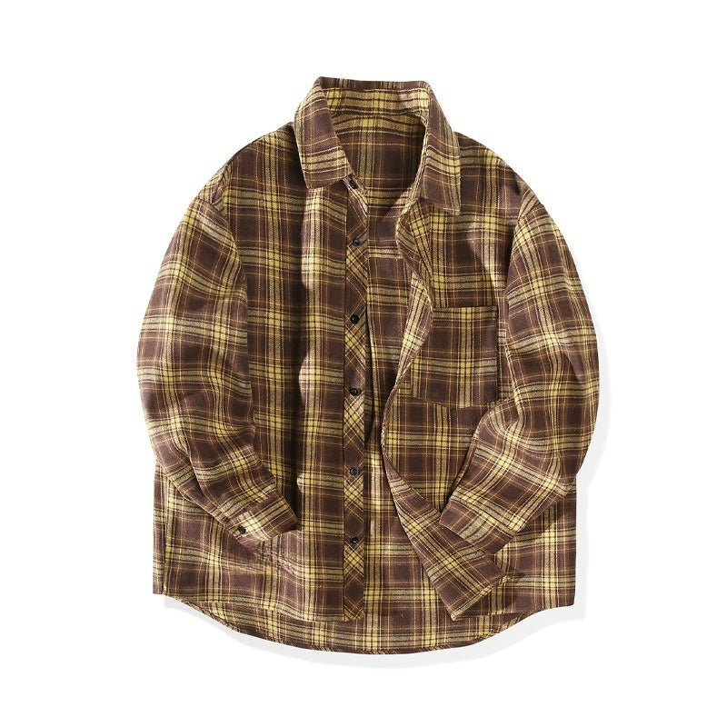 Men's Long Sleeved Checkered Casual Jacket