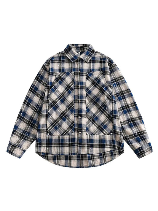 Playful Striped Plaid Long Sleeve Cardigan Blouse