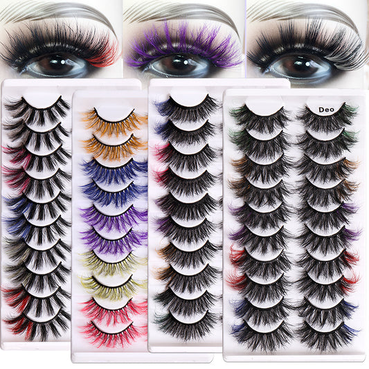 10 Pairs of 8D Fluffy Color Mink Hair Multilayer False Eyelashes