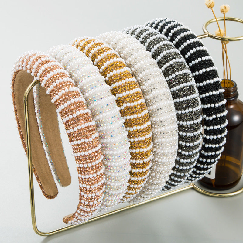 Full Diamond Pearl Rhinestone Headband
