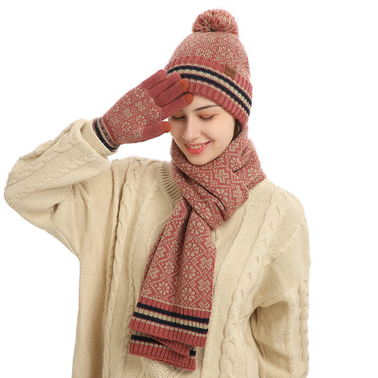 Harajuku Knitted Winter Scarf, Hat & Gloves Set
